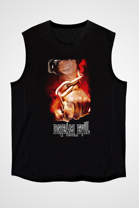 Dream Evil Baskılı Unisex Siyah Kolsuz Tişört - Tshirt