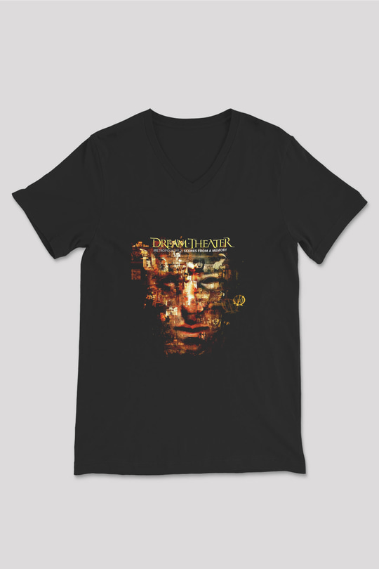 Dream Theater Baskılı Unisex Siyah V Yaka Tişört