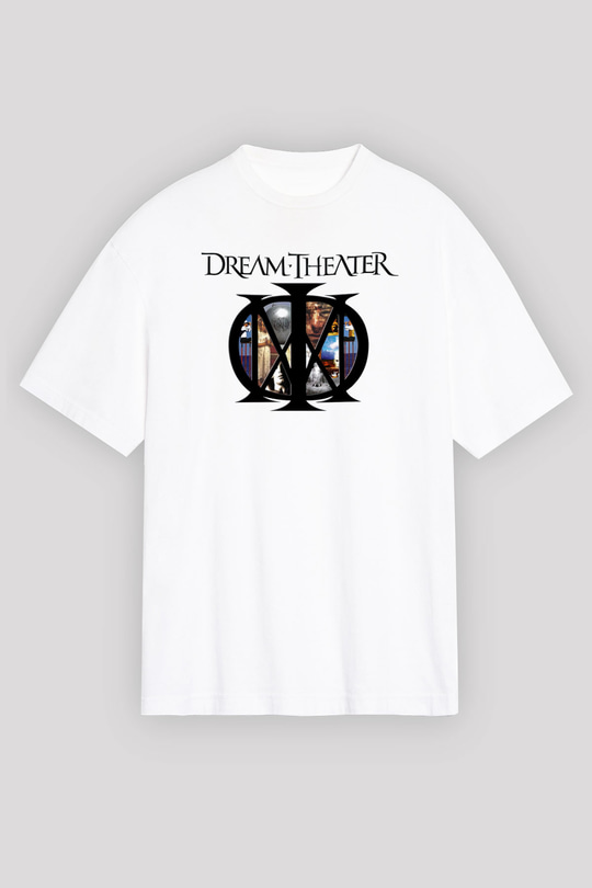 Dream Theater Beyaz Unisex Oversize Tişört T-Shirt