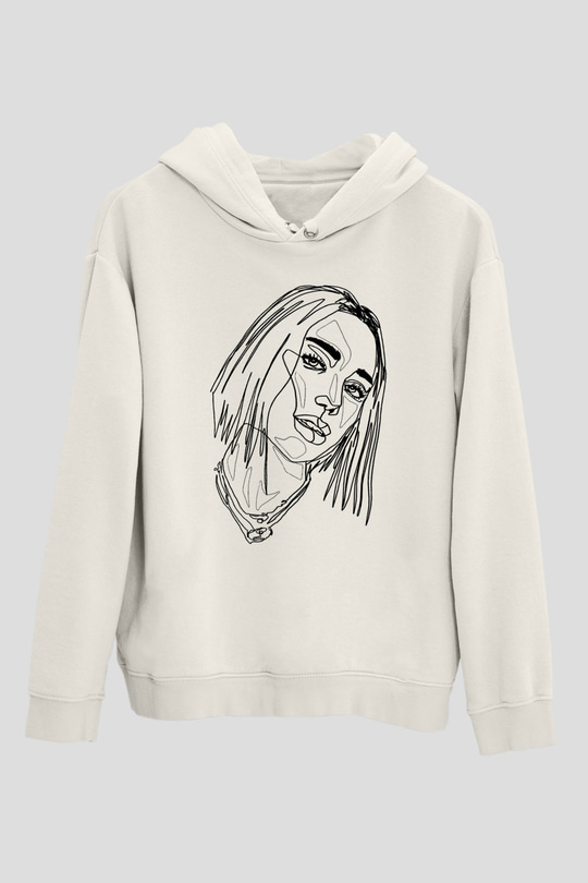 Dua Lipa Baskılı Beyaz Unisex Kapüşonlu Sweatshirt