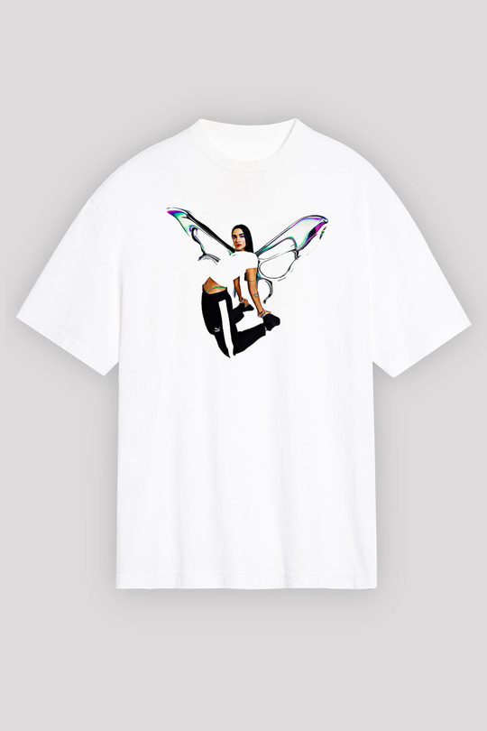 Dua Lipa Baskılı Beyaz Unisex Oversize Tişört - Tshirt