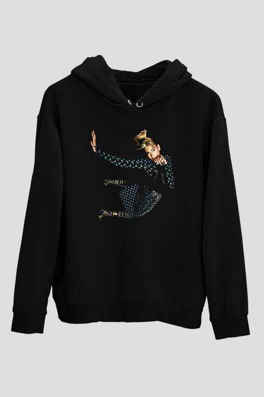 Dua Lipa Baskılı Unisex Siyah Hoodie