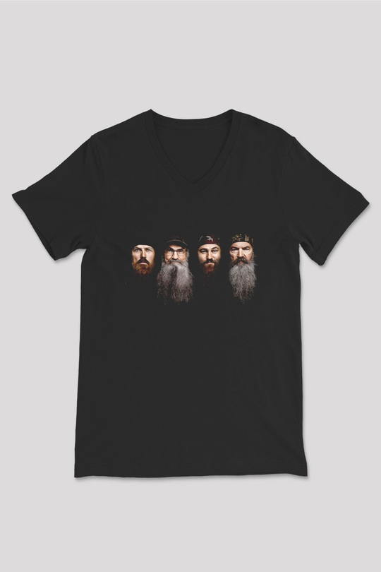 Duck Dynasty Siyah Unisex V Yaka Tişört