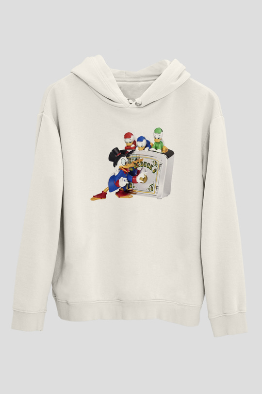 DuckTales Beyaz Unisex Kapşonlu Sweatshirt