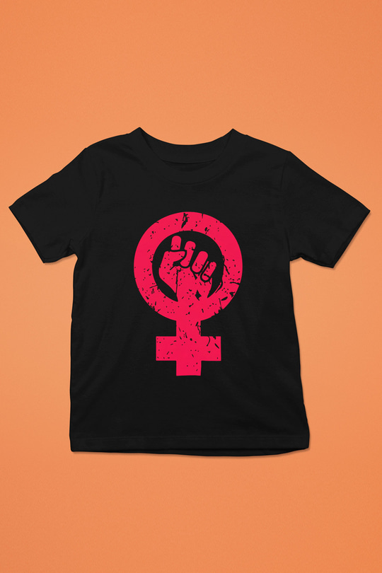 Dünya Kadınlar Günü Baskılı Siyah Unisex Çocuk Tişört