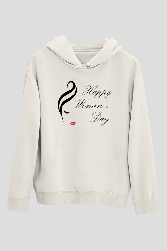 Dünya Kadınlar Günü Beyaz Unisex Hoodie
