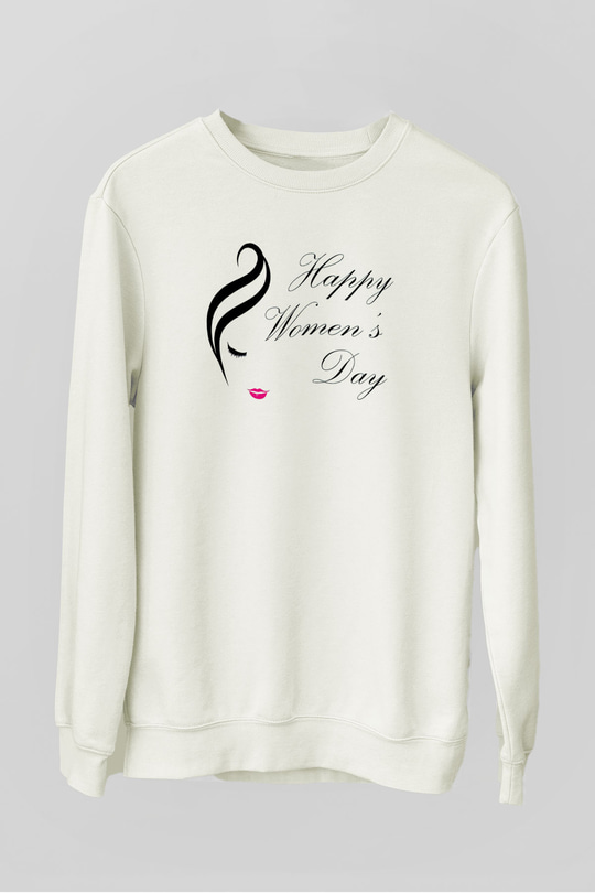 Dünya Kadınlar Günü Beyaz Unisex Sweatshirt