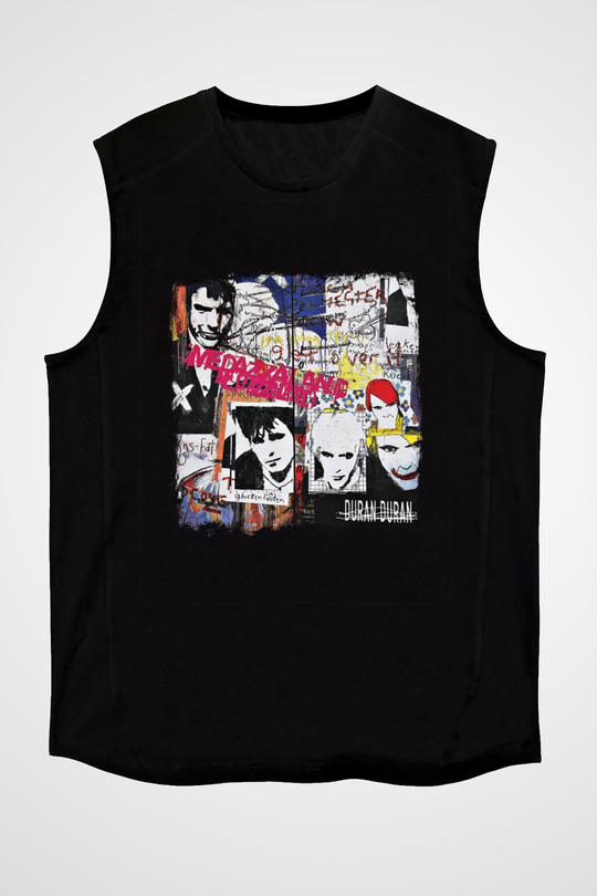Duran Duran Baskılı Unisex Siyah Kolsuz Tişört