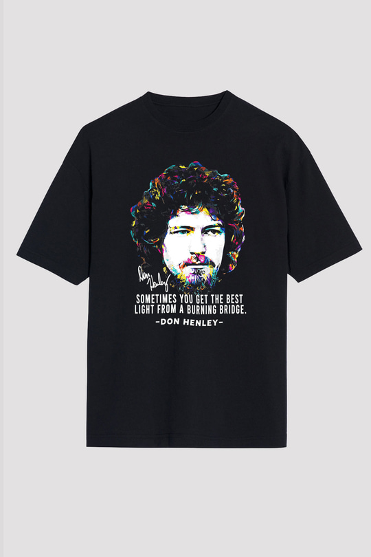 Eagles Baskılı Unisex Siyah Oversize Tişört - Tshirt
