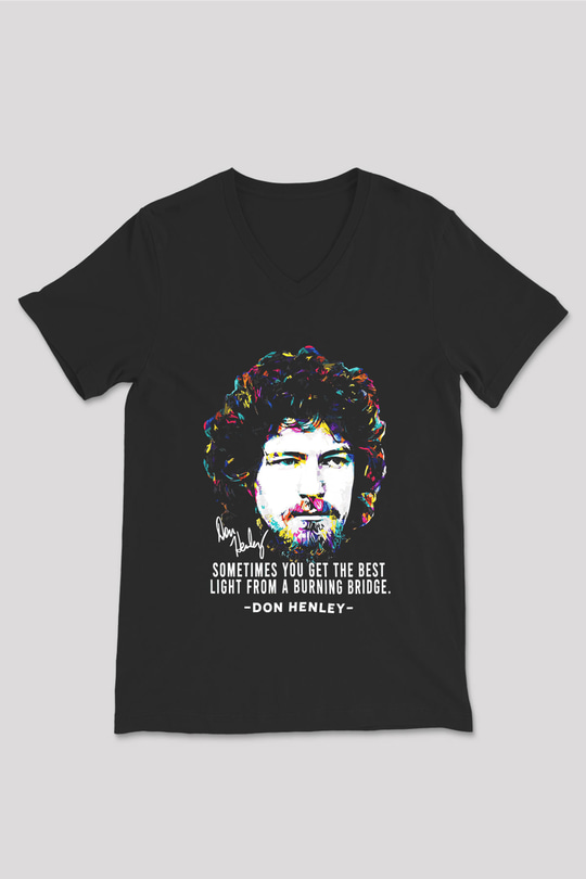 Eagles Baskılı Unisex Siyah V Yaka Tişört - Tshirt