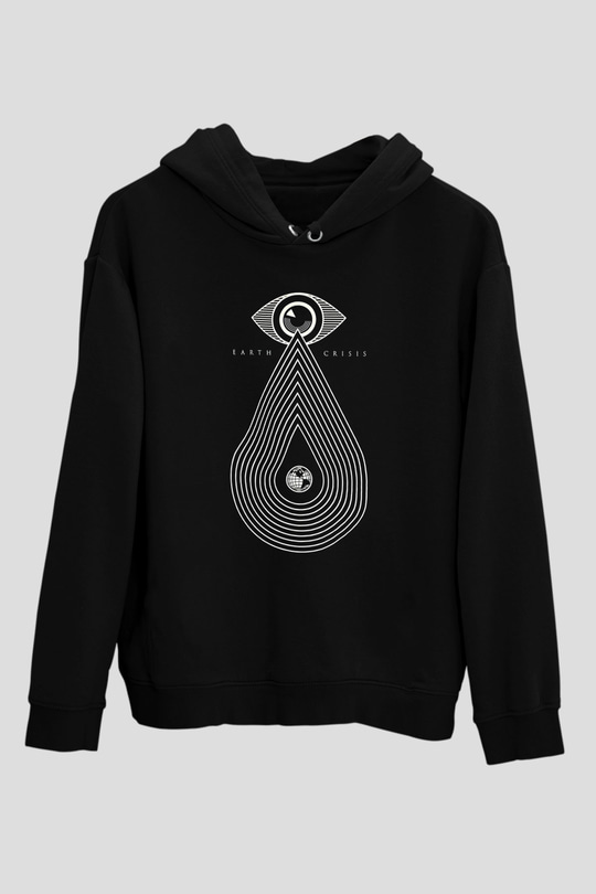 Earth Crisis Baskılı Unisex Siyah Kapüşonlu Sweatshirt