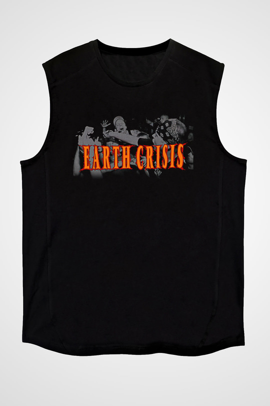 Earth Crisis Baskılı Unisex Siyah Kolsuz Tişört - Tshirt