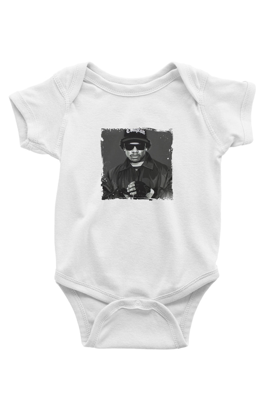 Eazy-E Baskılı Unisex Beyaz Bebek Body - Zıbın