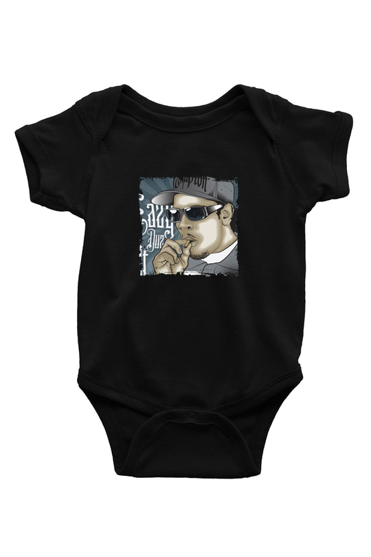 Eazy-E Baskılı Unisex Siyah Bebek Body - Zıbın