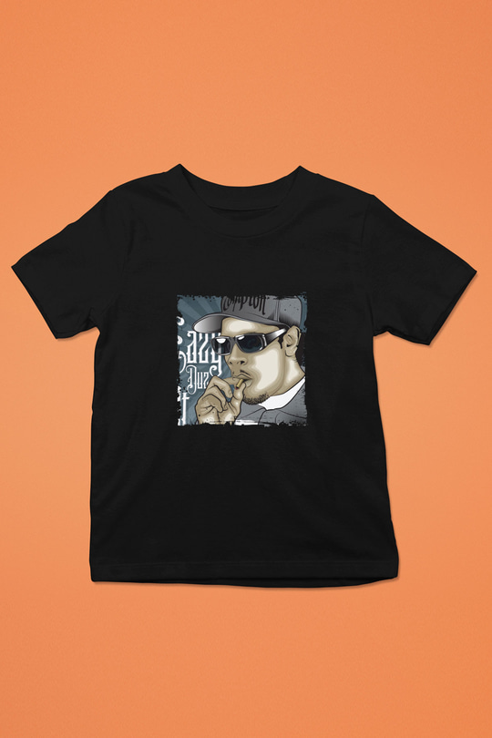 Eazy-E Baskılı Unisex Siyah Çocuk Tişört