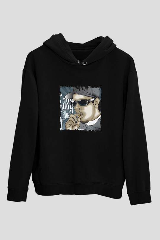 Eazy-E Baskılı Unisex Siyah Hoodie