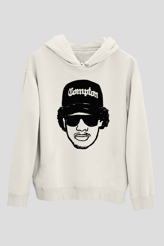 Eazy-E Beyaz Unisex Kapşonlu Sweatshirt