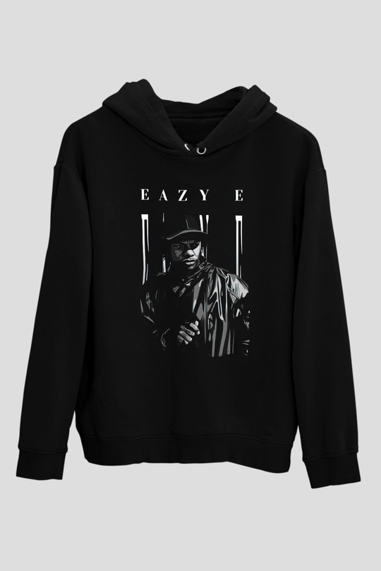 Eazy-E Siyah Unisex Kapüşonlu Sweatshirt