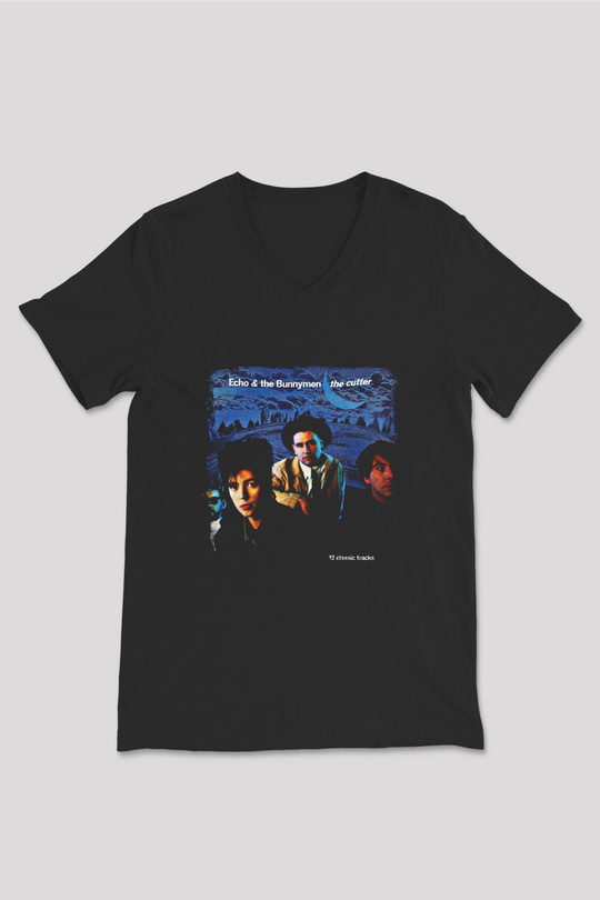 Echo and The Bunnymen Baskılı Unisex Siyah V Yaka Tişört