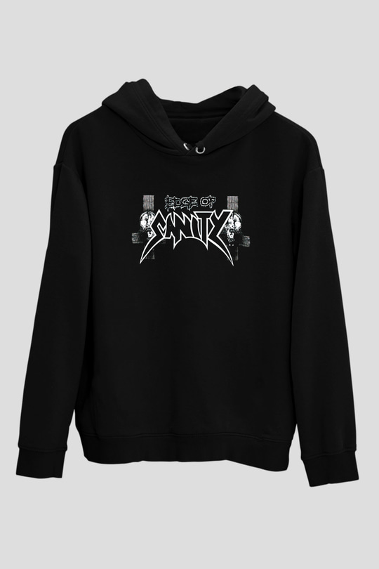 Edge of Sanity Siyah Unisex Kapüşonlu Sweatshirt