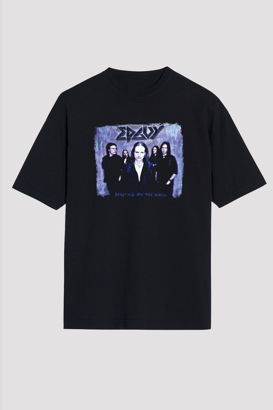 Edguy Baskılı Unisex Siyah Oversize Tişört