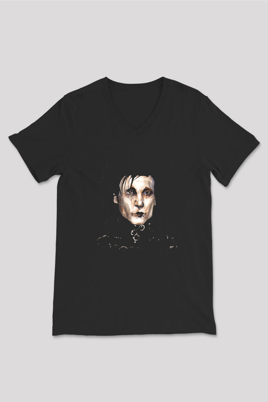 Edward Scissorhands Siyah Unisex V Yaka Tişört