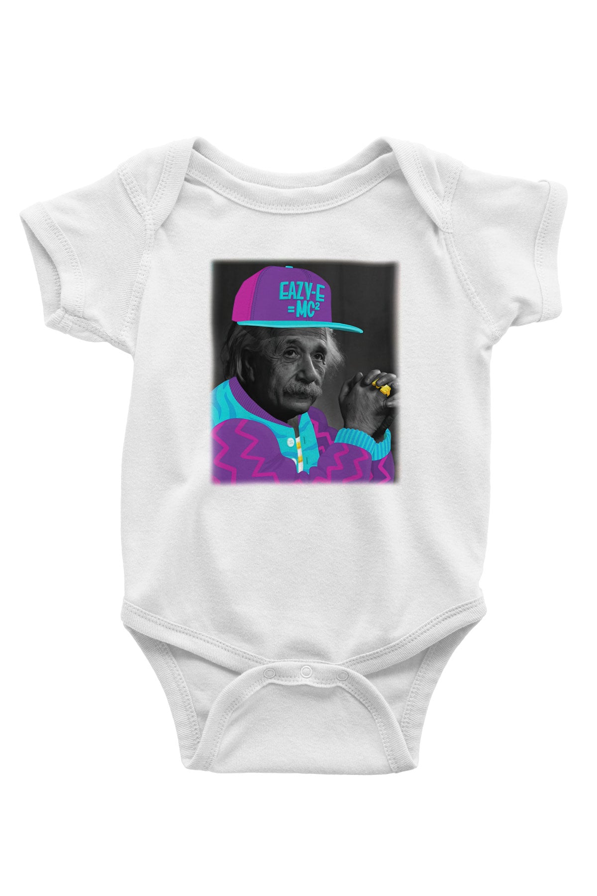 Einstein Baskılı Beyaz Unisex Bebek Body - Zıbın