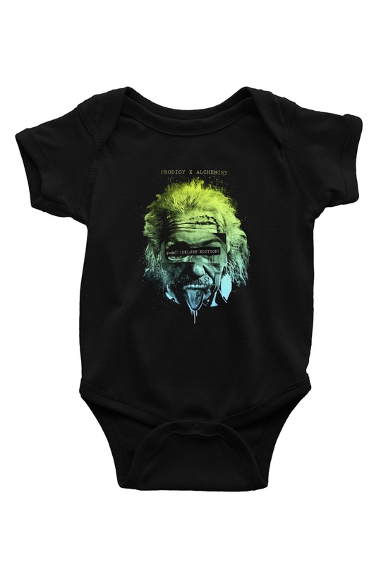 Einstein Baskılı Siyah Bebek Body - Zıbın