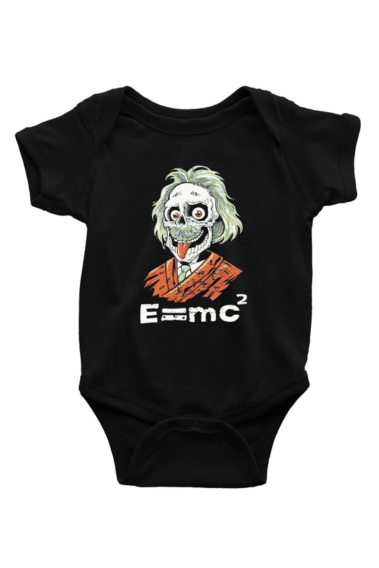 Einstein Baskılı Siyah Bebek Body - Zıbın