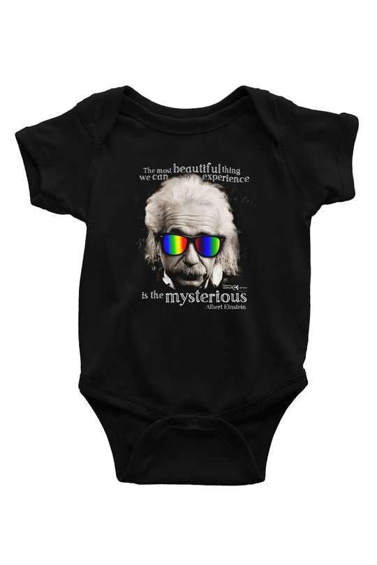 Einstein Baskılı Siyah Bebek Body - Zıbın