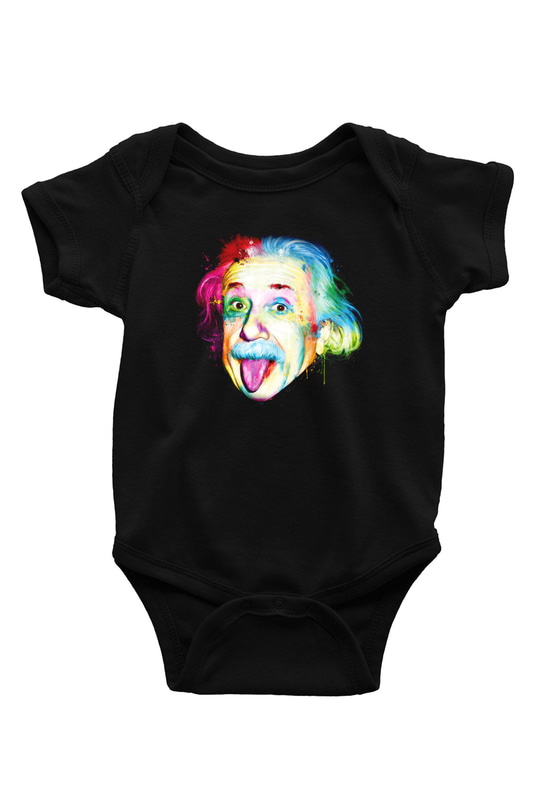 Einstein Baskılı Siyah Bebek Body - Zıbın