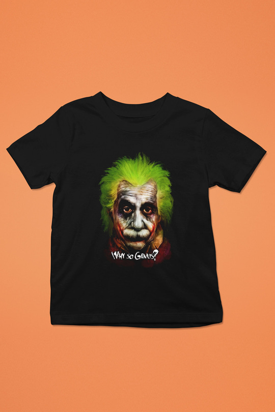 Einstein Baskılı Siyah Unisex Çocuk Tişört