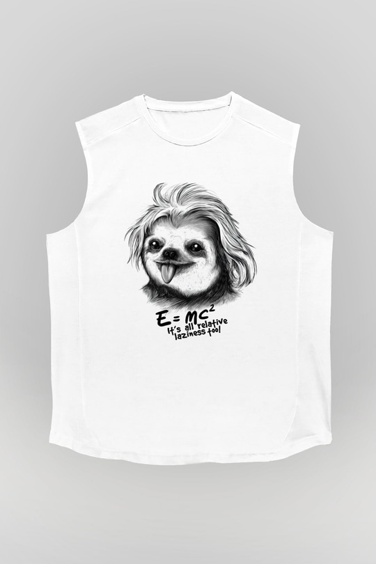Einstein Beyaz Unisex Kolsuz Tişört