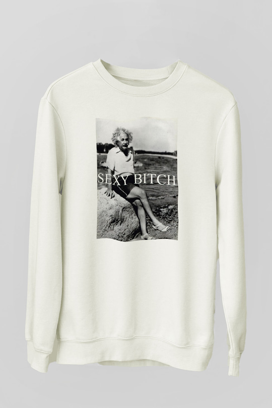 Einstein Beyaz Unisex Sweatshirt