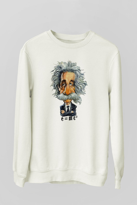 Einstein Beyaz Unisex Sweatshirt