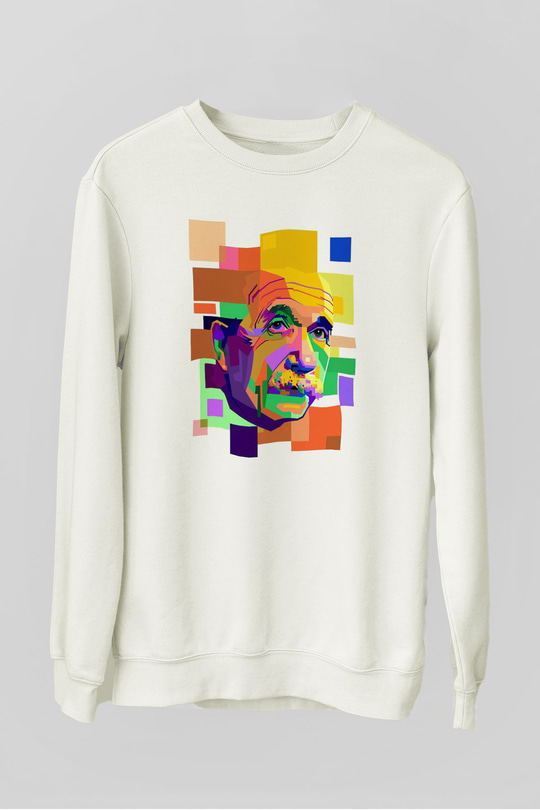 Einstein Beyaz Unisex Sweatshirt
