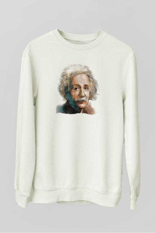 Einstein Beyaz Unisex Sweatshirt