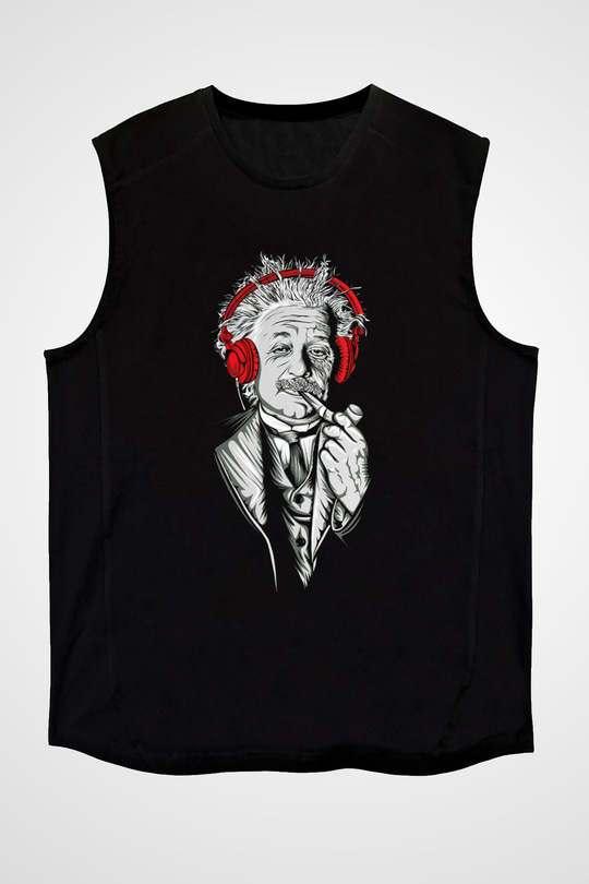 Einstein Siyah Unisex Kolsuz Tişört