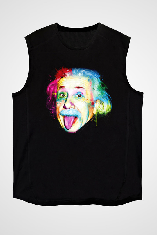 Einstein Siyah Unisex Kolsuz Tişört