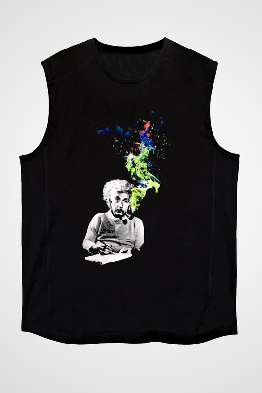 Einstein Siyah Unisex Kolsuz Tişört
