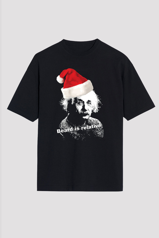 Einstein Siyah Unisex Oversize Tişört T-Shirt