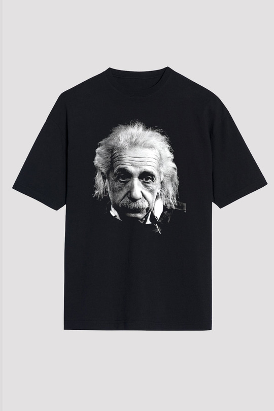 Einstein Siyah Unisex Oversize Tişört T-Shirt