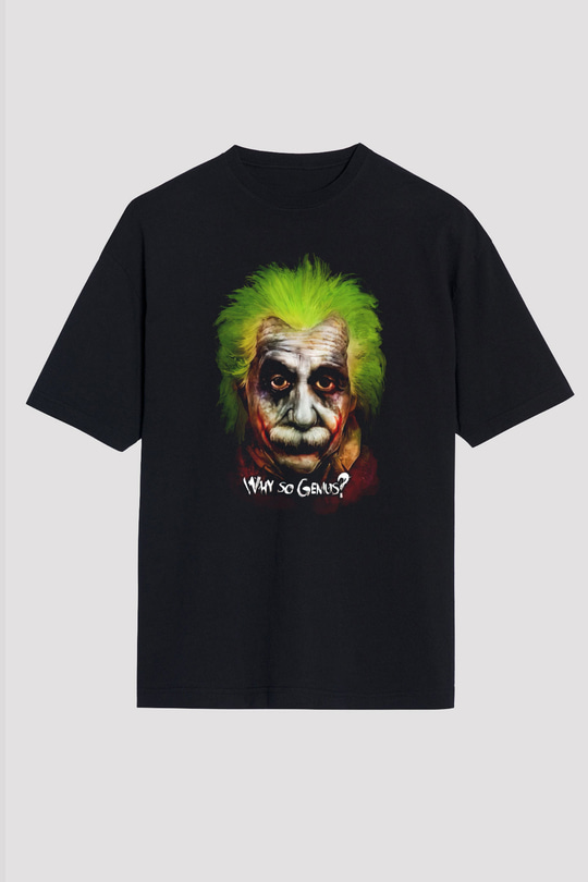 Einstein Siyah Unisex Oversize Tişört T-Shirt