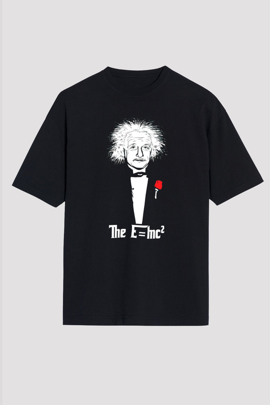 Einstein Siyah Unisex Oversize Tişört T-Shirt