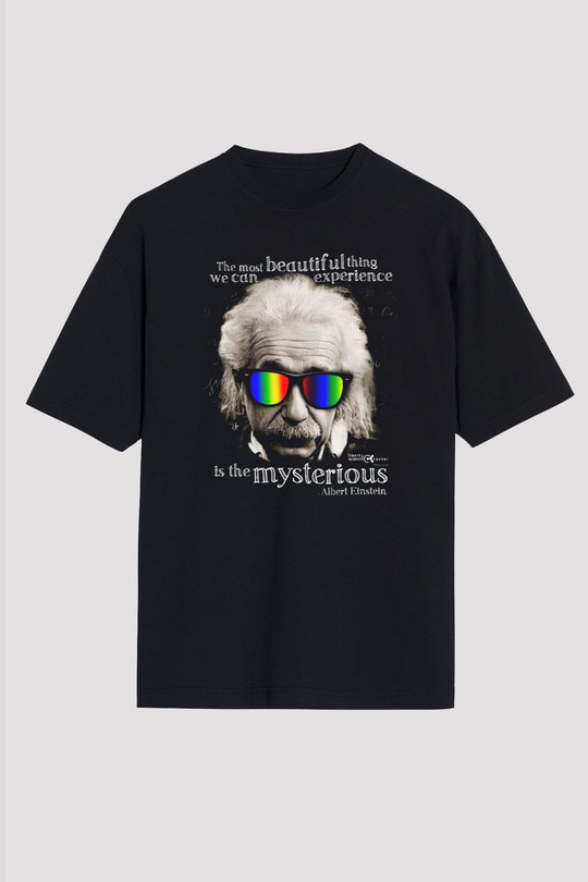 Einstein Siyah Unisex Oversize Tişört T-Shirt