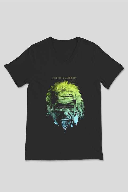 Einstein Siyah Unisex V Yaka Tişört T-Shirt