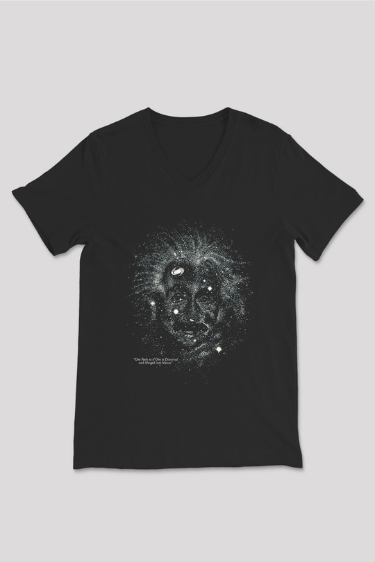 Einstein Siyah Unisex V Yaka Tişört T-Shirt