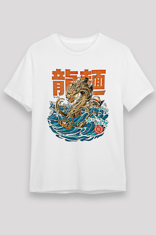 Ejderha Unisex Baskılı Beyaz Tişört - Tshirt
