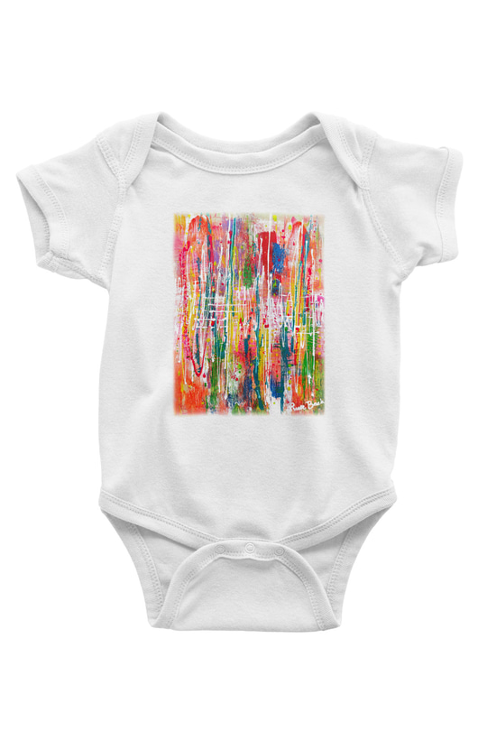 Ekspresyonizm Baskılı Beyaz Unisex Bebek Body - Zıbın