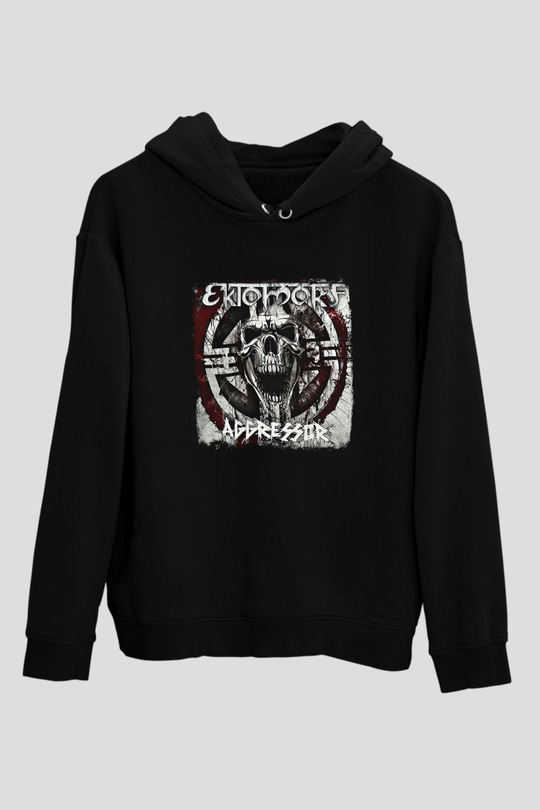 Ektomorf Baskılı Unisex Siyah Hoodie